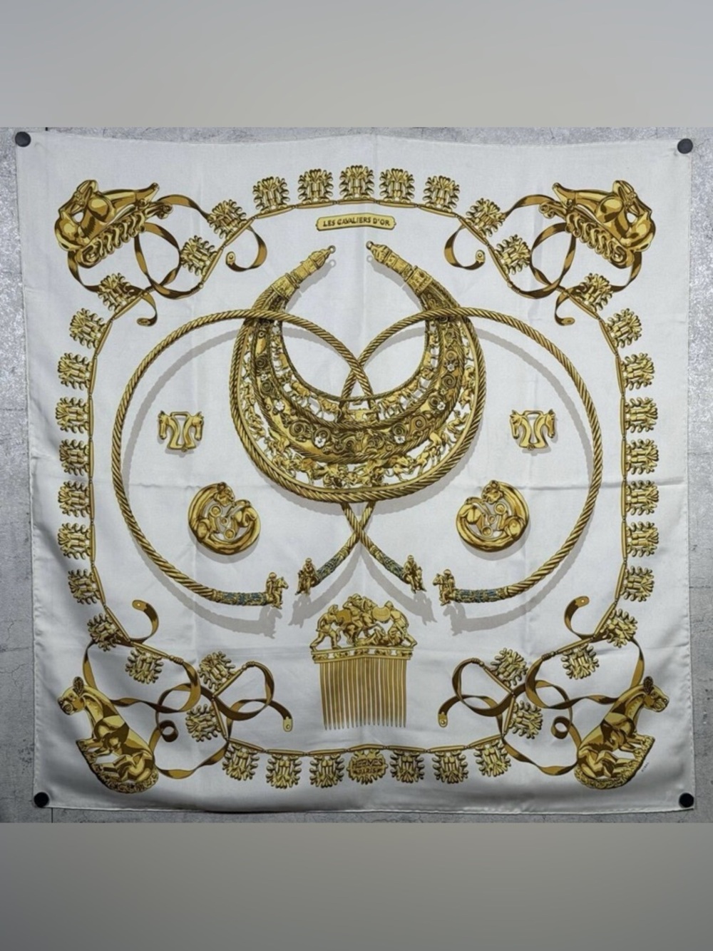 Hermes Les Cavalier D’or Silk Scarf 90cm